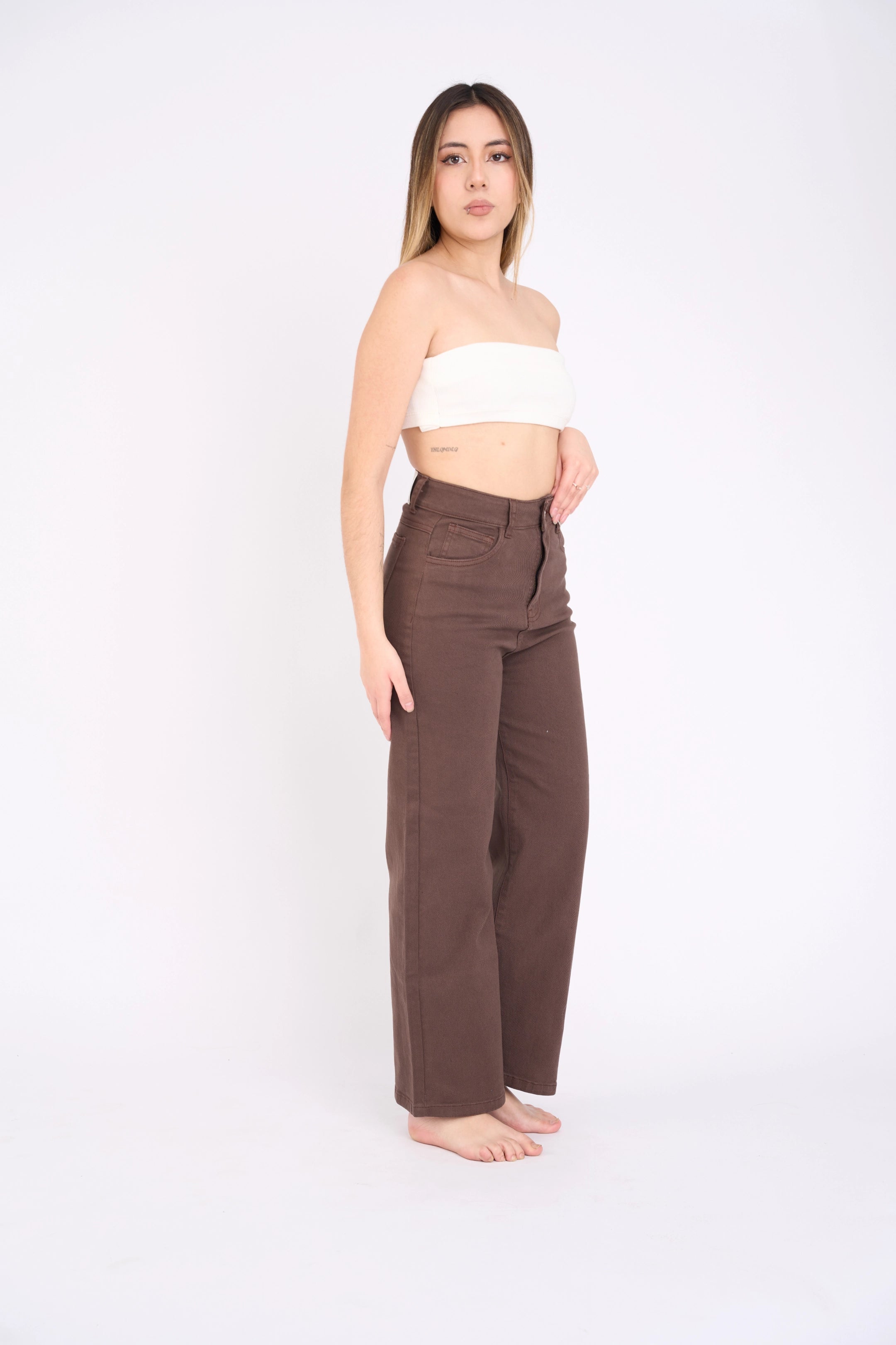 WIDE LEG COLOR COMFY - MARRON