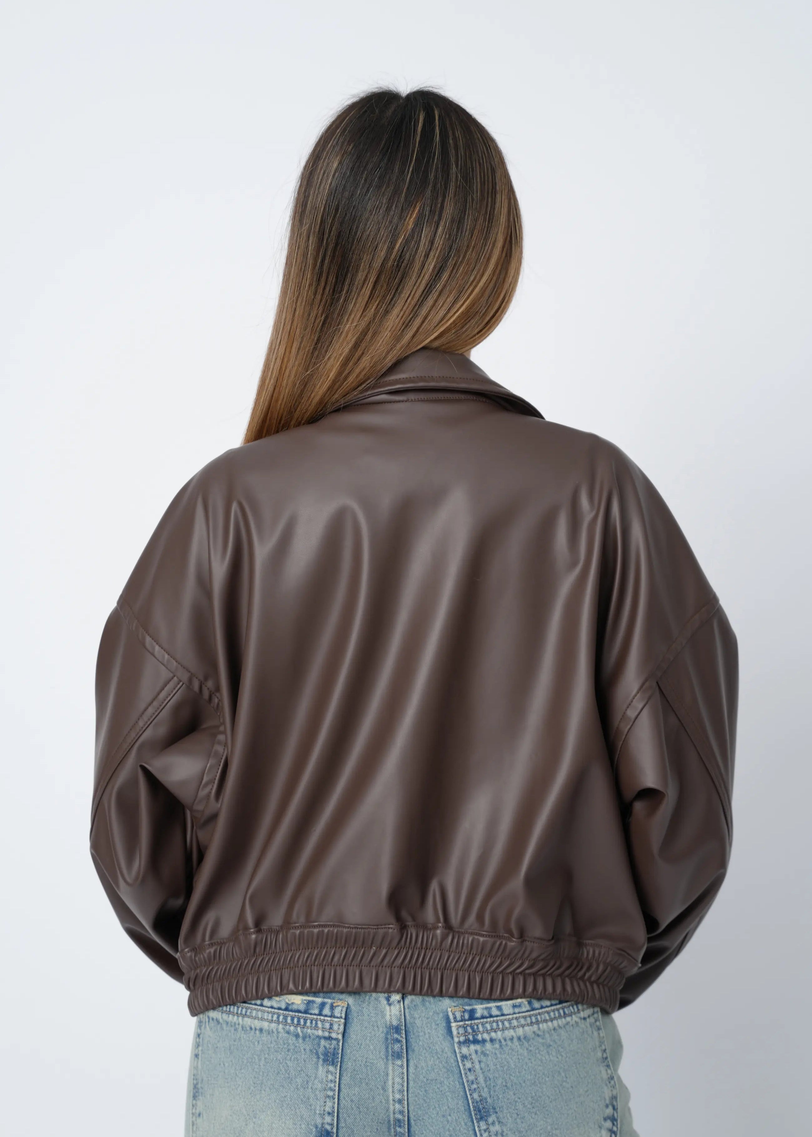 CASACA BOMBER CUERINA - MARRÓN