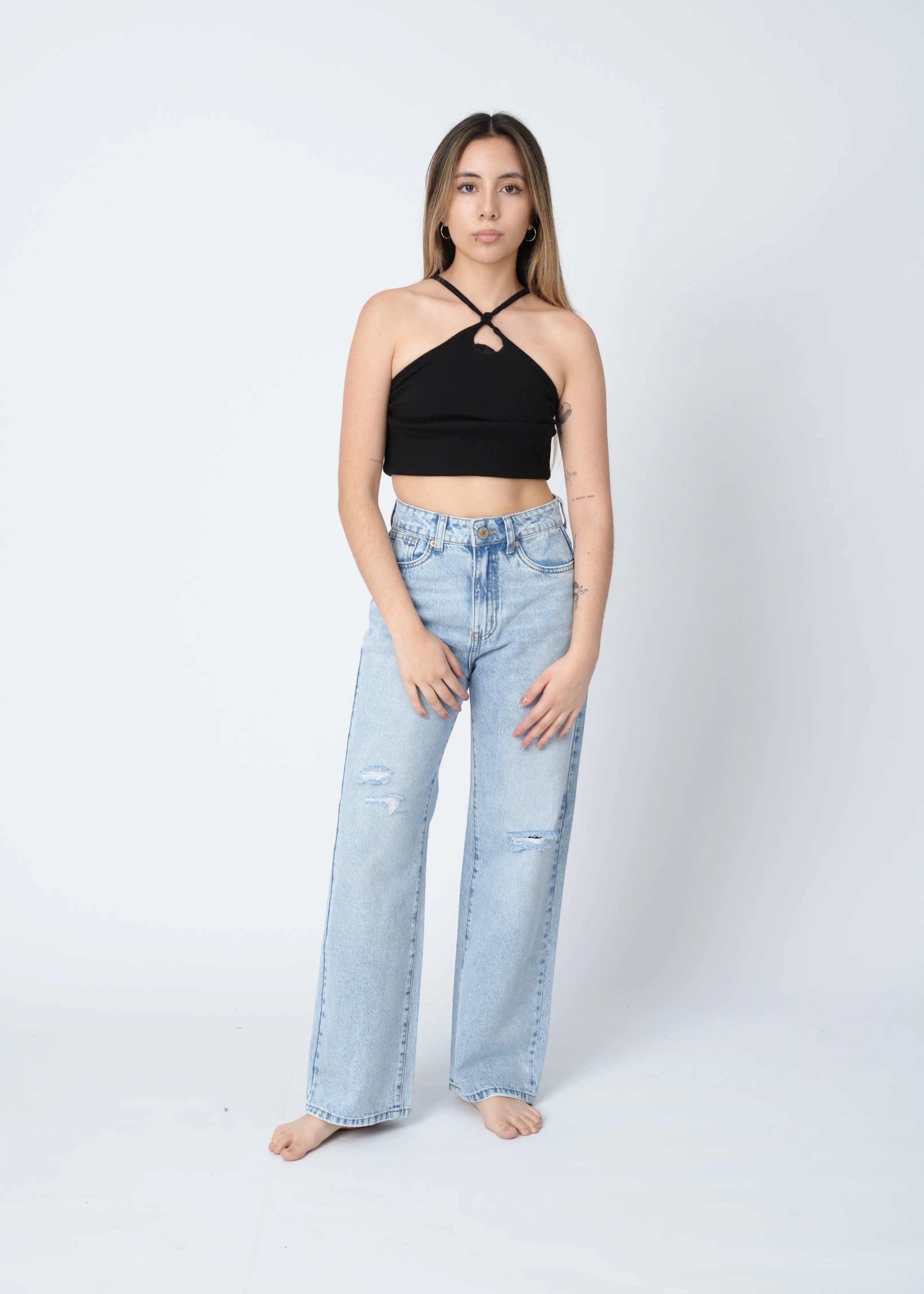 WIDE LEG RASGADO - HIELO