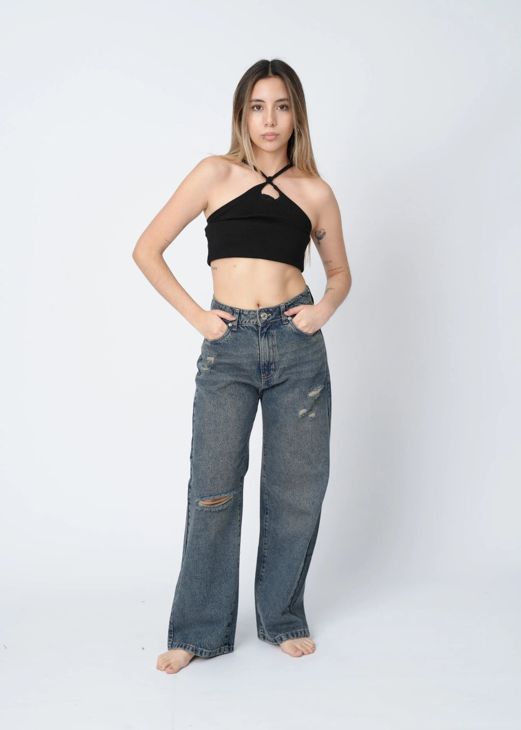 WIDE LEG RASGADO - MADERA