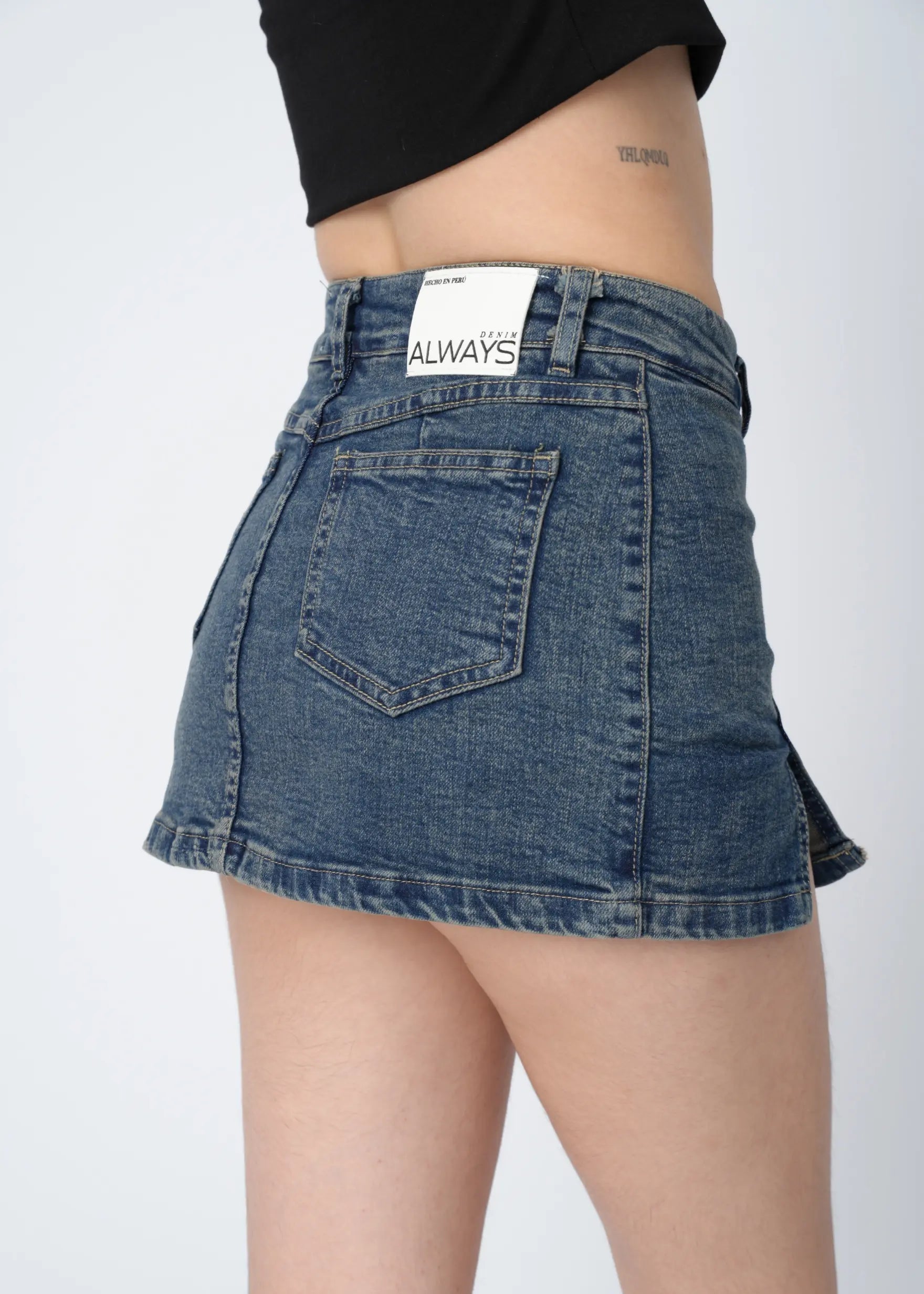 MINI FALDA SEMI STRETCH - MADERA
