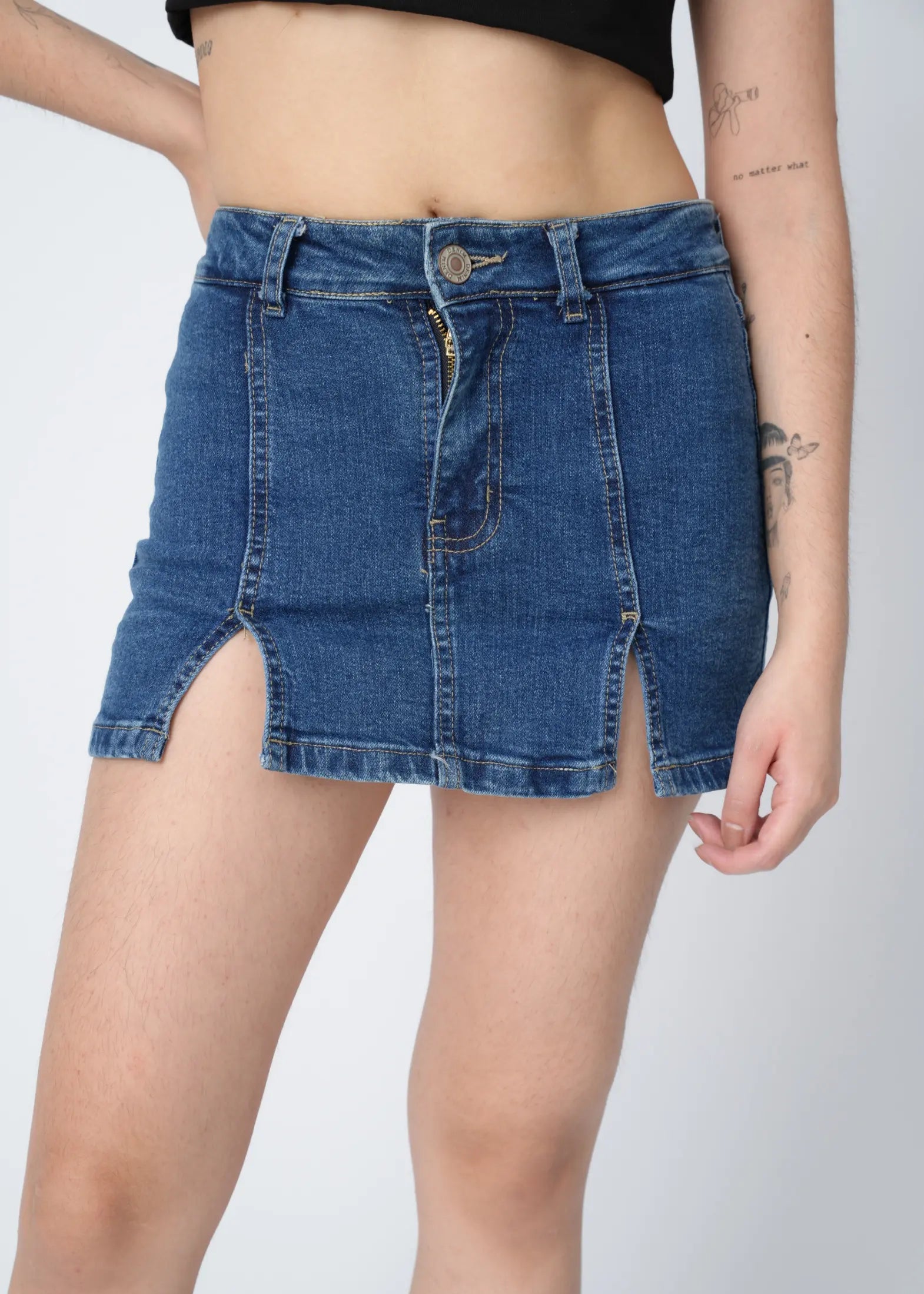 MINI FALDA SEMI STRETCH - AZUL
